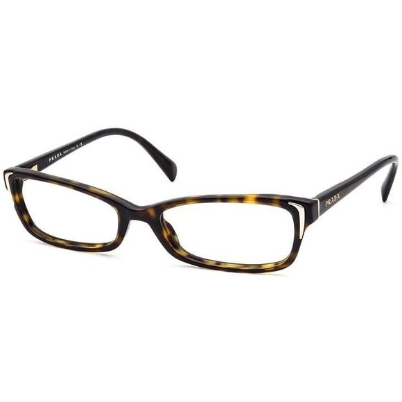 Prada Eyeglasses Rectangle Embellished Dark Tortoise Frames - Picture 3 of 12